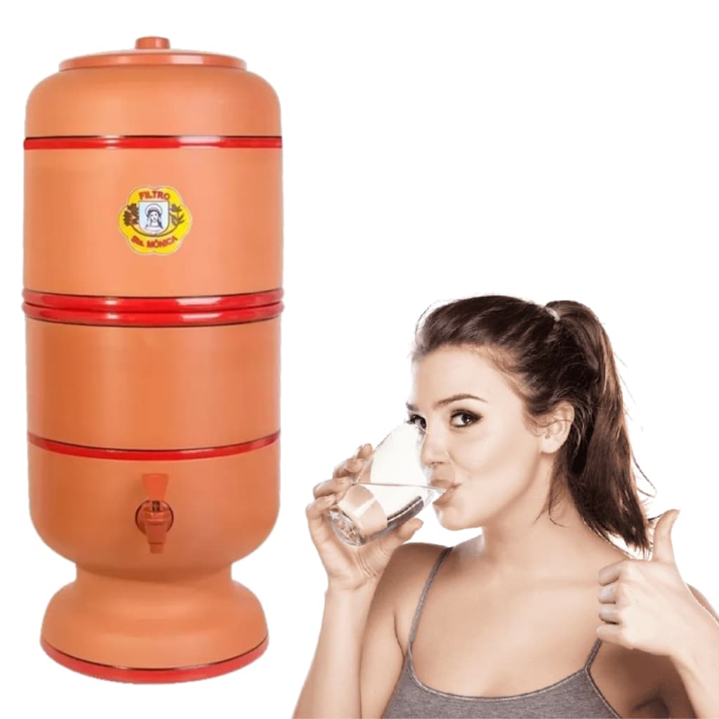 Filtro de Barro Premium 06 Litros Reforçado c/ Torneira, Bóia e Vela Tripla Ação Esterelizante