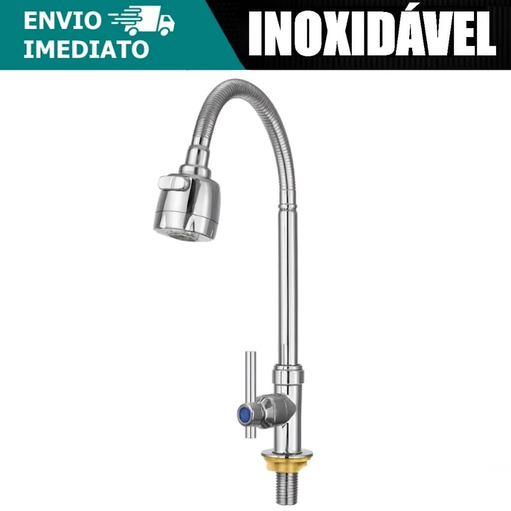 Torneira Bancada Cozinha Gourmet Ducha Chuveirinho Flexível 360° INOX 1/4 de Volta