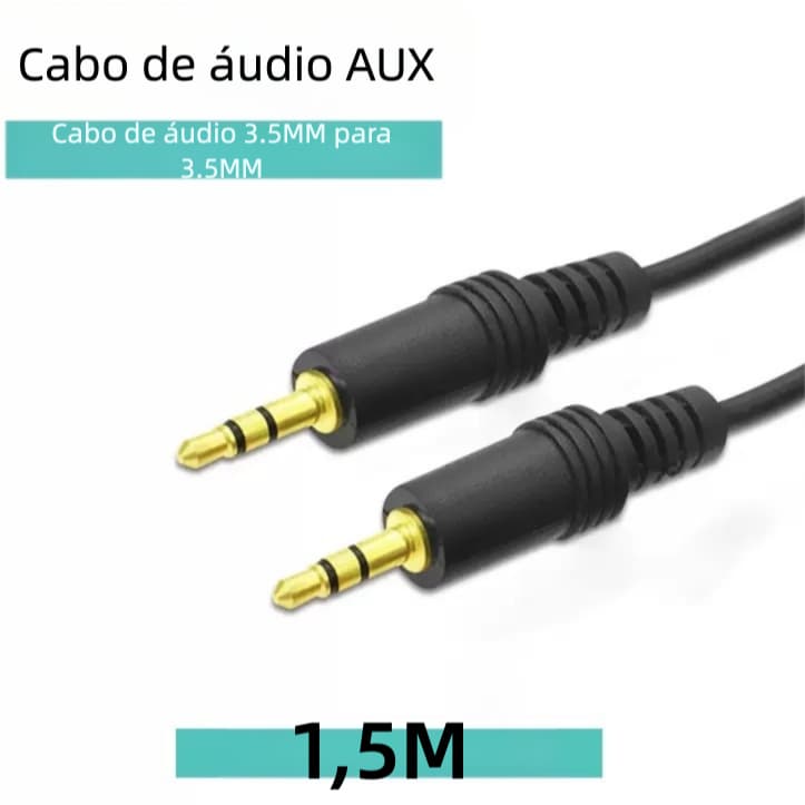 Cabo de áudio de 3,5 mm Cabo de gravação AUX para carro, computador, fones de ouvido de áudio
