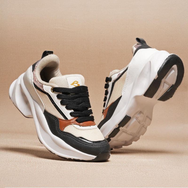 Tênis Feminino Brilho Casual Original Sneakers Chunky Leve e Confortável-Bella Kadin