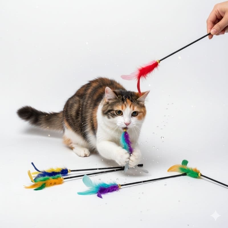 kit 5 varinha para gato conjunto de varetas com penas de Gato