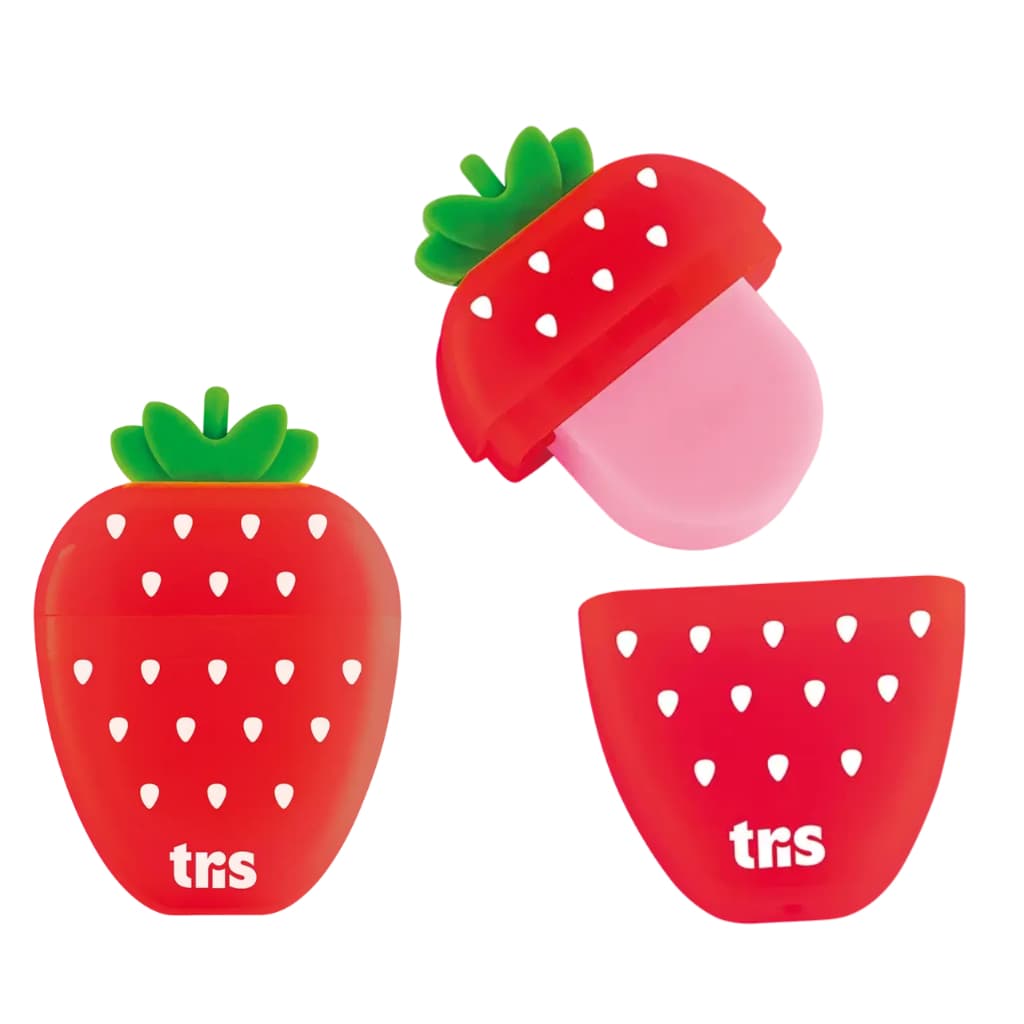 Borracha Morango Tris Holic - Formato Fruta com Cheirinho de Morango Papelaria Fofa Criativa