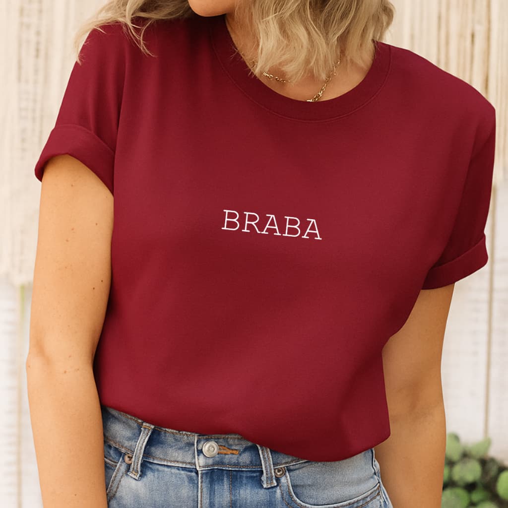 Camiseta Feminina Blusinha Gola Redonda Estampada Braba T-Shirt 100% Algodão Minimalista
