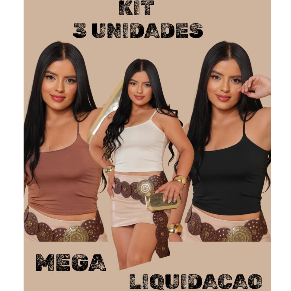 kit 3 Cropeed Regata femenino Blusinha Suplex Forro Duplo Alcinha Fina Básico verao