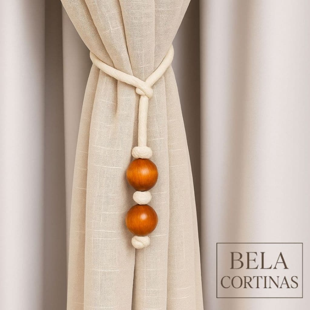 Prendedor de Cortina  | Detalhes em madeira | Abraçadeira Cortina
