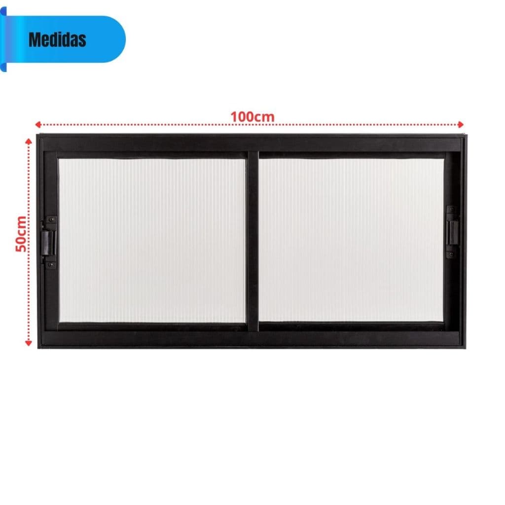 Vitro 2 folhas Moveis 50x100 Janela de Alumínio com Policarbonato Banheiro Cozinha Lavanderia Branco ou Preto Envio