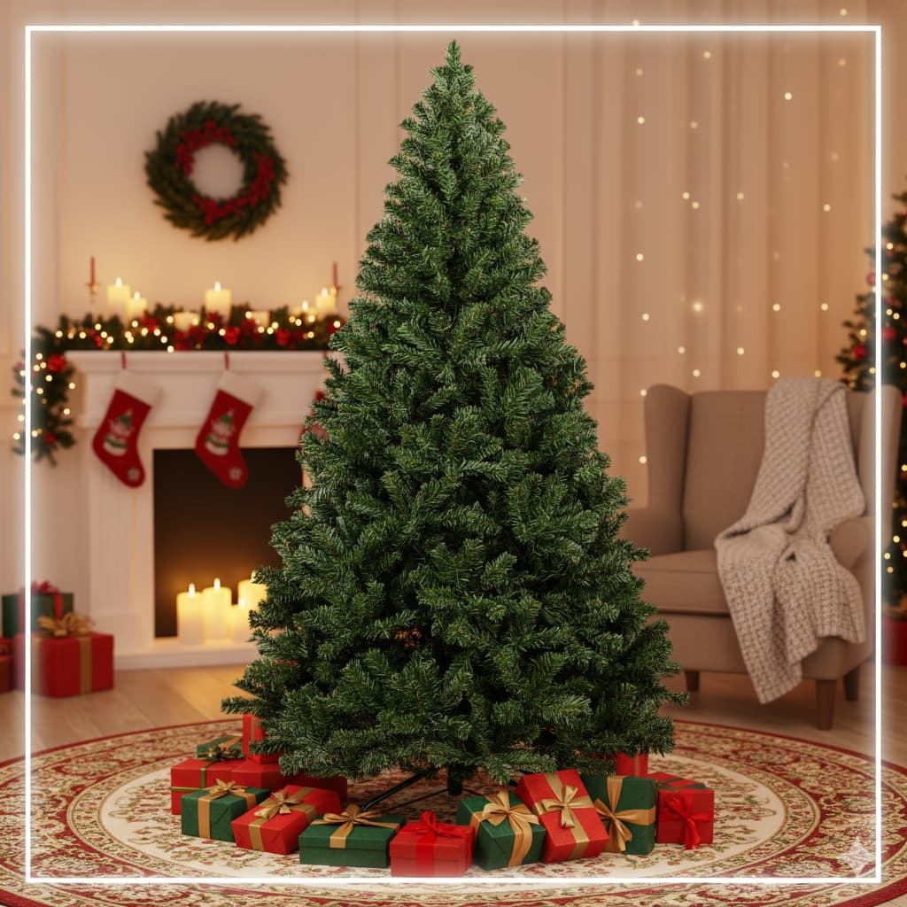 Árvore de Natal Cheia Luxo Verde 2,10m – 950 a 1150 Galhos com Base de Ferro