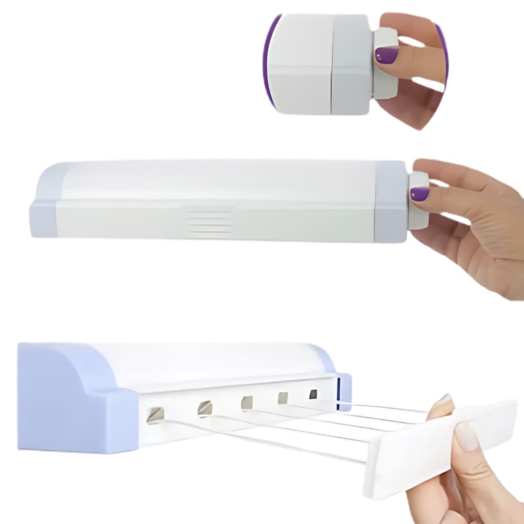Varal Retrátil Automático Rotoflex Branco 5 Corda De 3,75 mts com trava. GANCHO PARA MEIA E CALCINHA