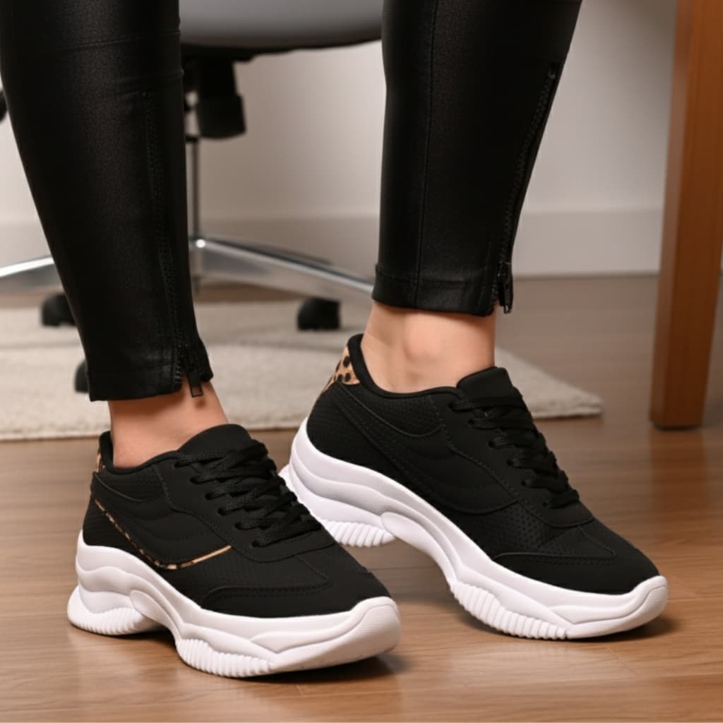 Tênis Feminino Casual Estilo Blogueira Plataforma Alta Leve e Moderno