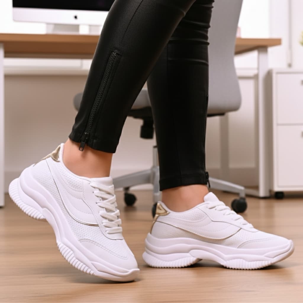 Tênis Casual Plataforma Feminino Confortável Lindo Estilo do Momento