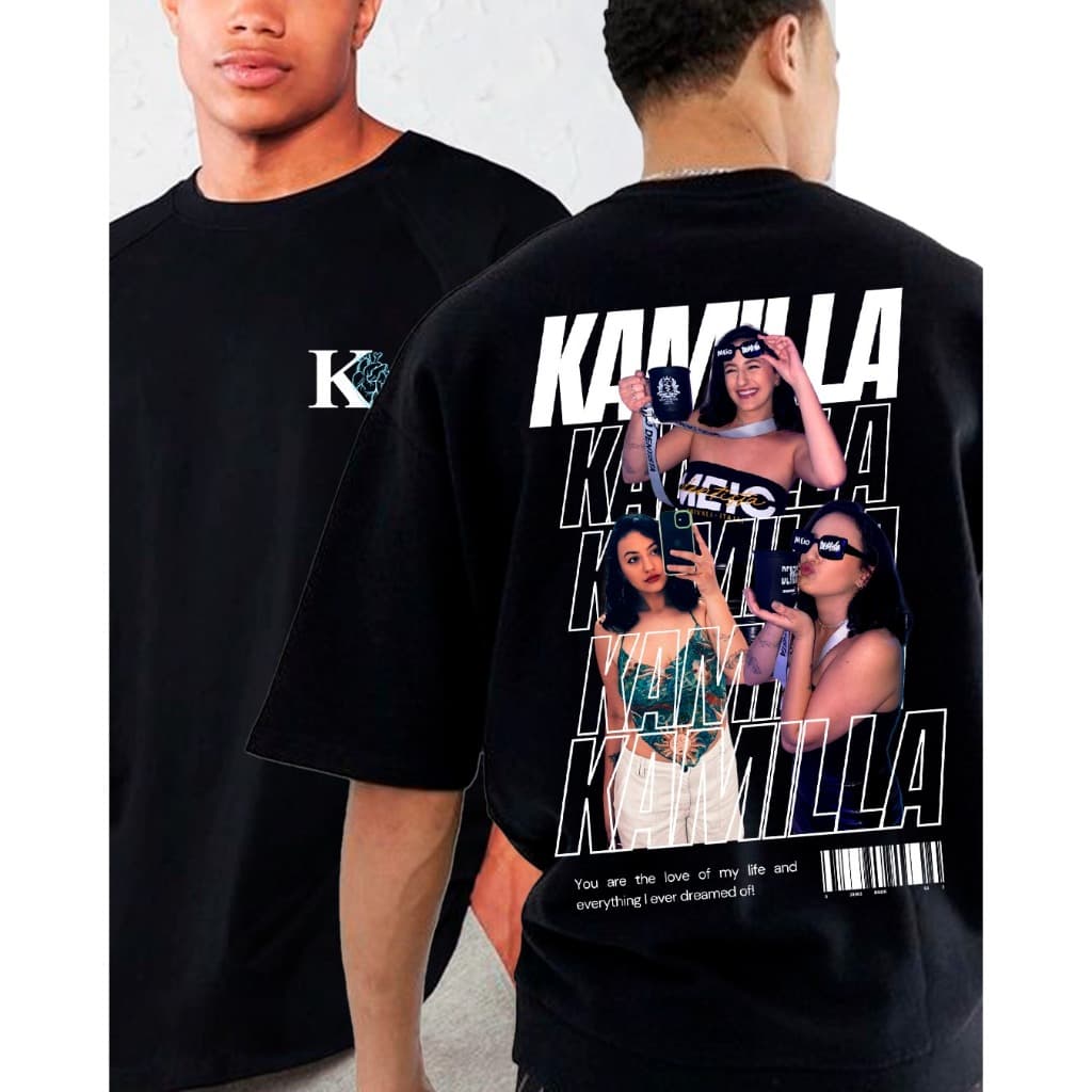 Camiseta P ao G3 com Inicial Coração na Frente + Costas Personalizada Foto Nome Frase Presente