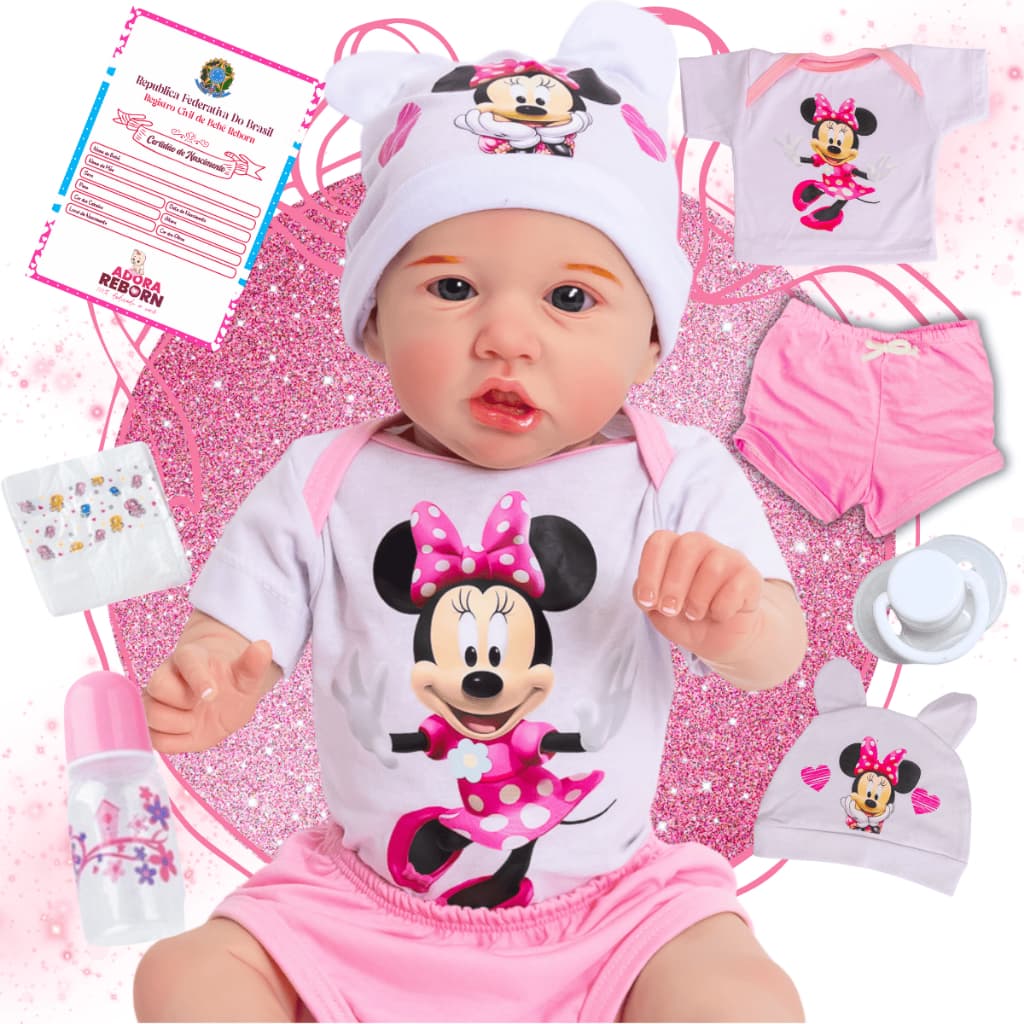 Bebê Reborn Minnie Boneca Saskia Realista Recém-Nascida Corpinho Vinil Silicone Promoção