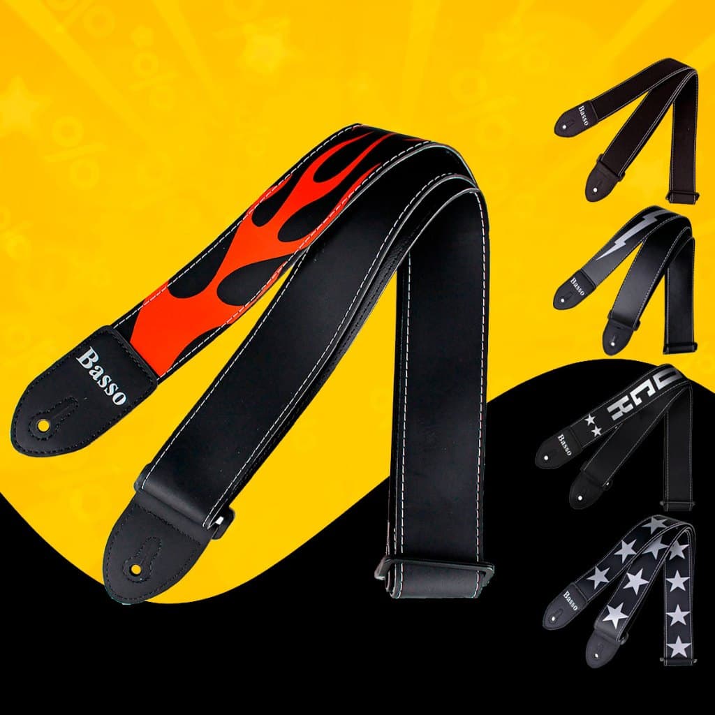 Correia Basso Regulável Sintética Serigrafia Violão Guitarra Baixo Linha SF Diversos Modelos