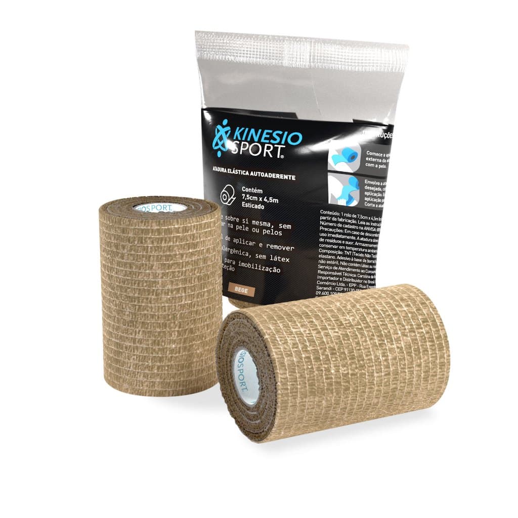 Atadura Elástica Autoaderente 7,5cm X 4x5m Kinesiosport Cor Bege