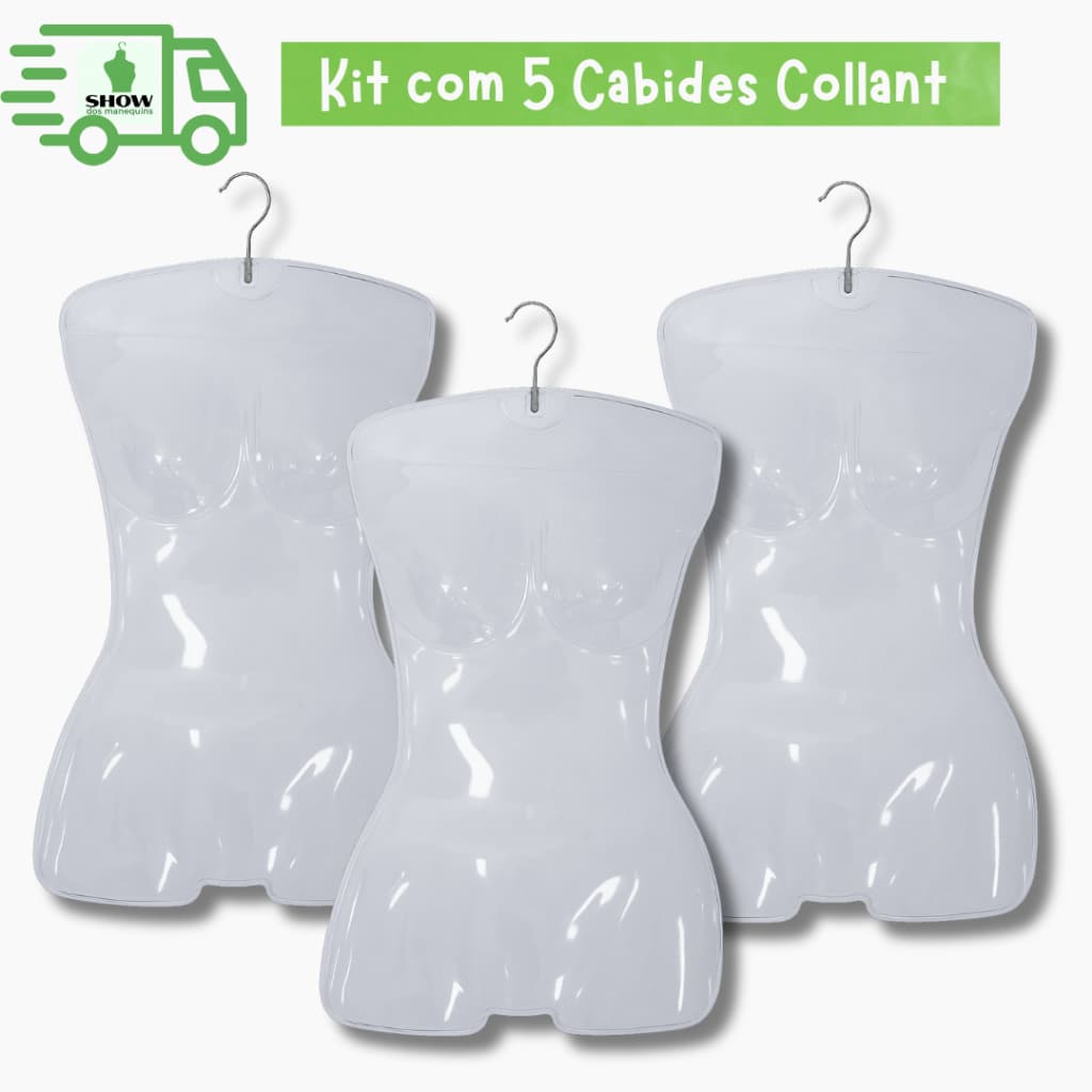 Kit 5 Cabides Collant PVC Transparente para Biquíni, Body e Moda Feminina