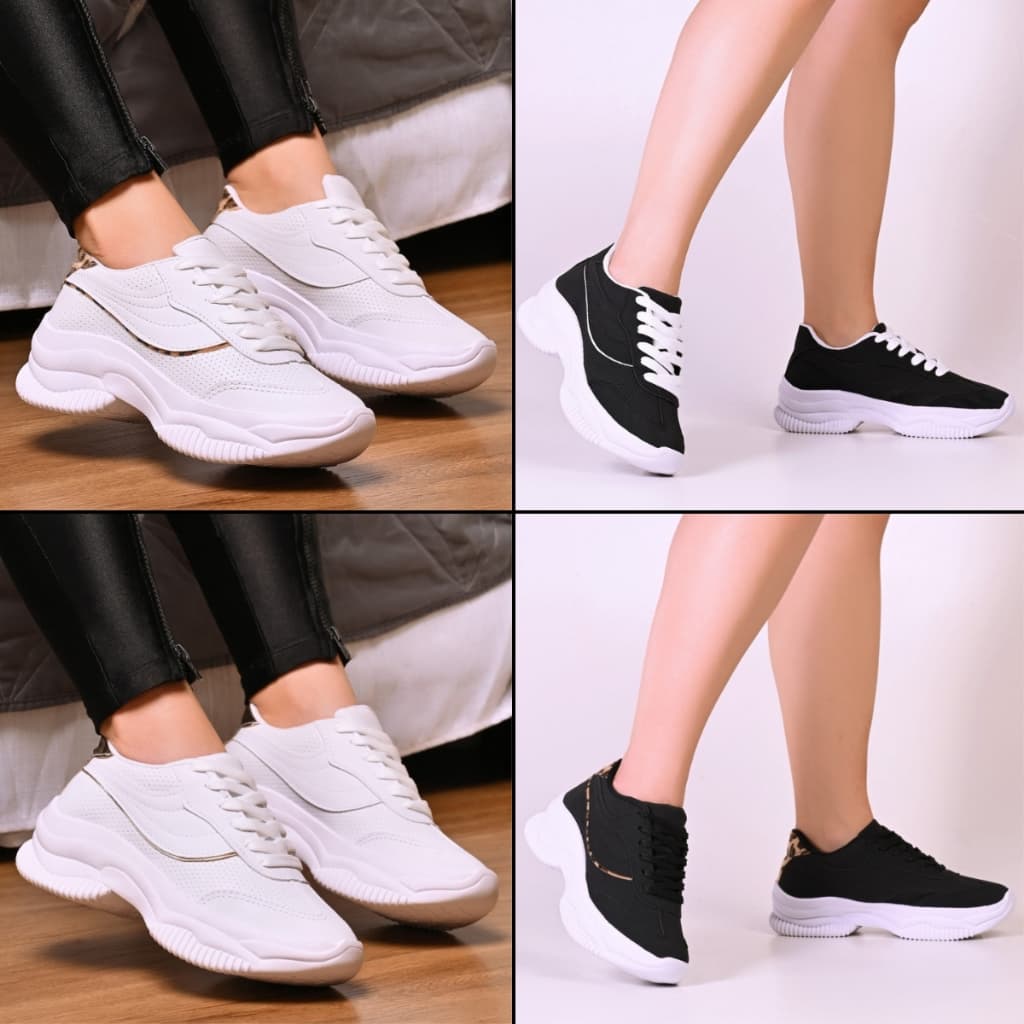 Tênis Feminino Blogueira Plataforma Conforto Para Passeio e Trabalho