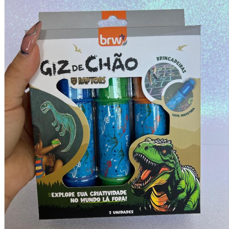 Giz de Chão C/ Capa Protetora Ideal Para Quadros Paredes Desenhos no Chão Professores Cores Azul Laranja e Verde Escolar