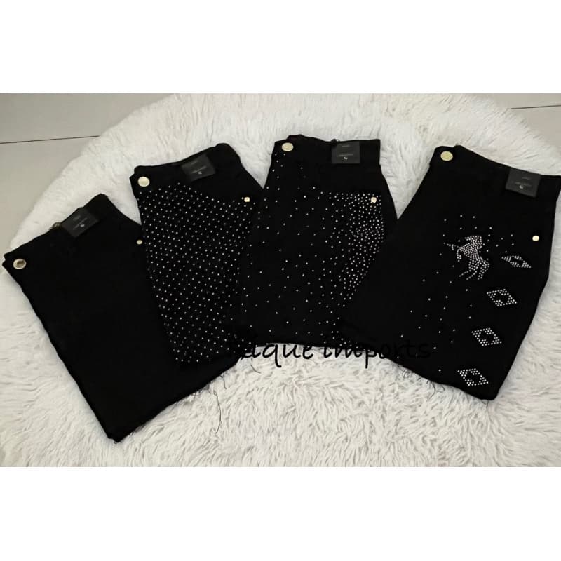 Mini Saia Jeans Com Brilho Strass