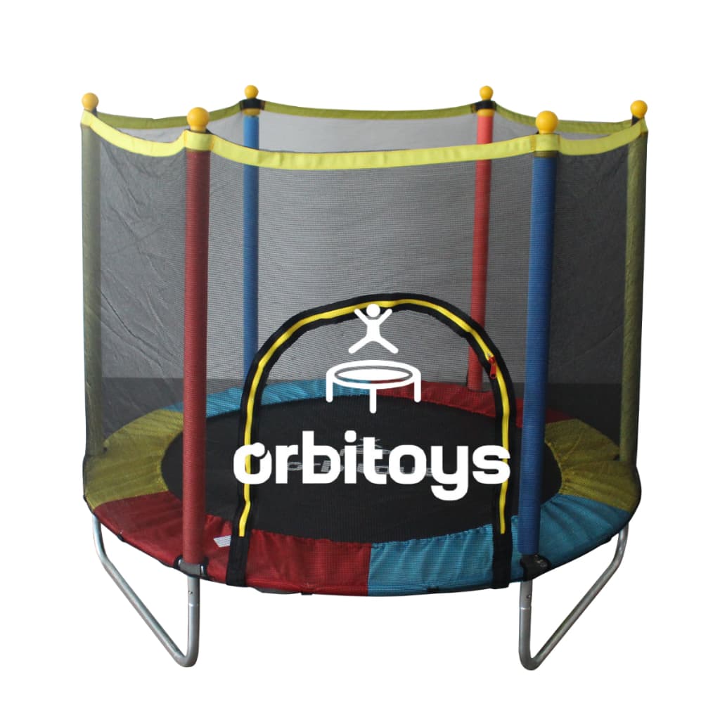 Cama Elástica Infantil Pula Pula Trampolim 1,40 Metros Playground Colorida e Preta Orbitoys