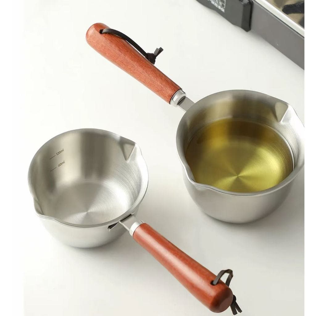 Panela Papeiro Com Bico Em Aço Inox Porta Molho Mingal/Leiteira metal Para Ferver Agua/leite/café