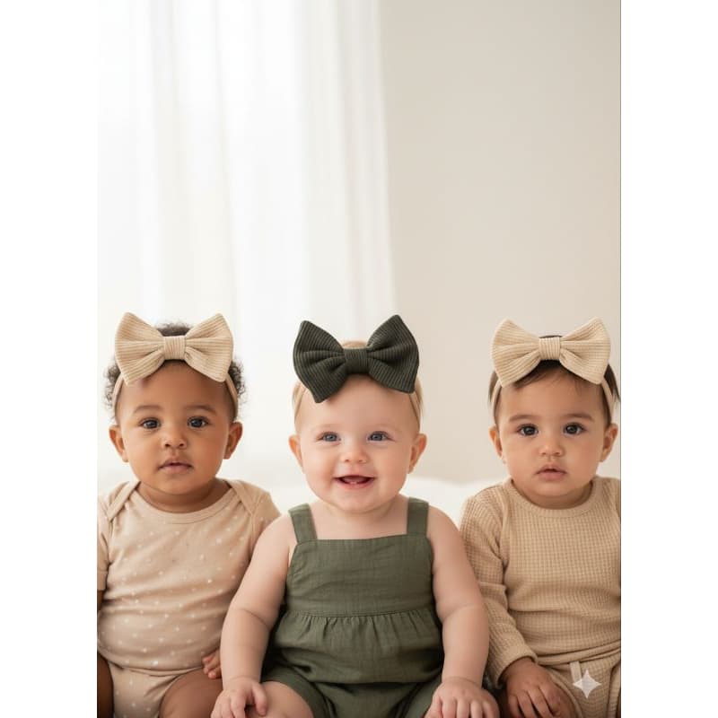 Tiaras laço grande  infantil bebê kit com 3 unidades - RN a 2 anos