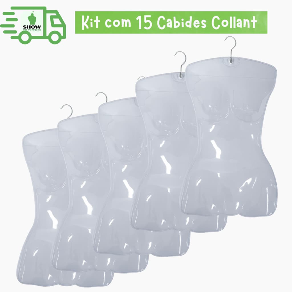 Kit 15 Cabides Collant PVC Transparente para Biquíni, Body e Moda Feminina