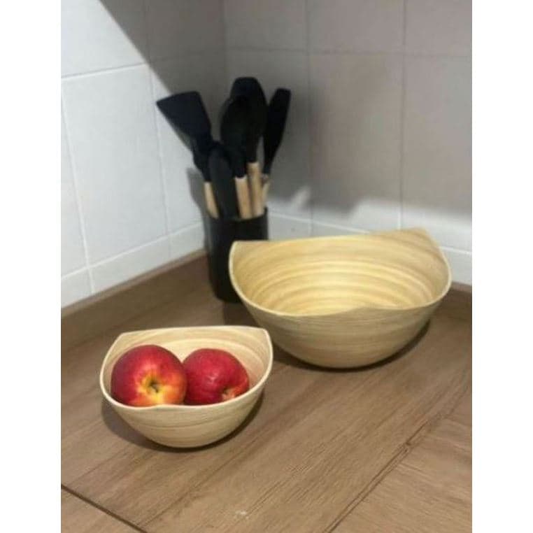 Saladeira Fruteira de Bambu Natural Bowl Tigela Grande 30cm Versátil