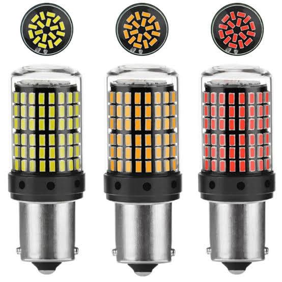 LAMPADA LED RÉ FREIO SETA 1156 1157 AMARELO/BRANCO/ VERMELHO