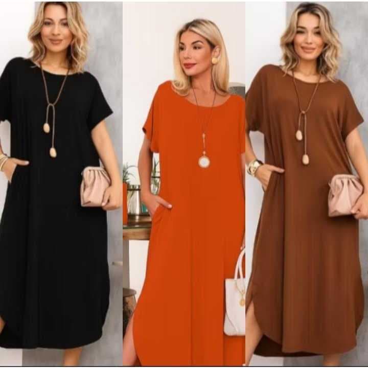 Vestido Feminino Midi Soltinho tecido viscolaycra Premium Longo Plus Size Elegante