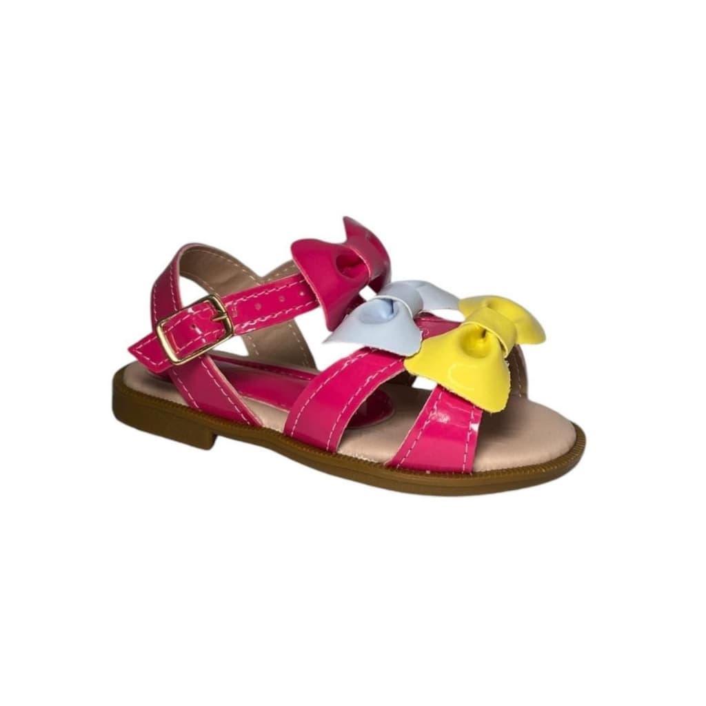Sandália Feminina VZ Pink Antiderrapante com 3 Laços Coloridos