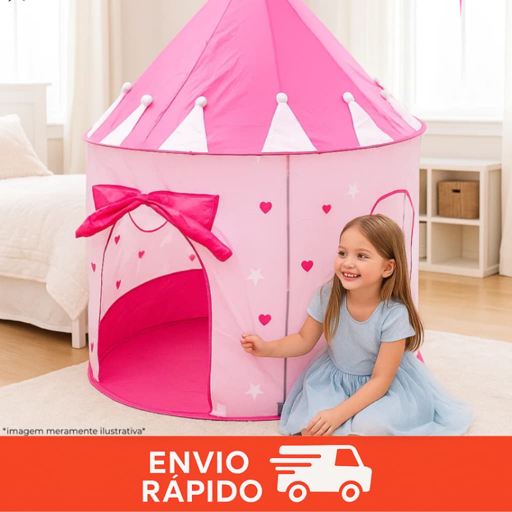 Barraca Infantil Dobrável Tenda Castelo Das Princesas Cabana Rosa Menina Infantil Educacional