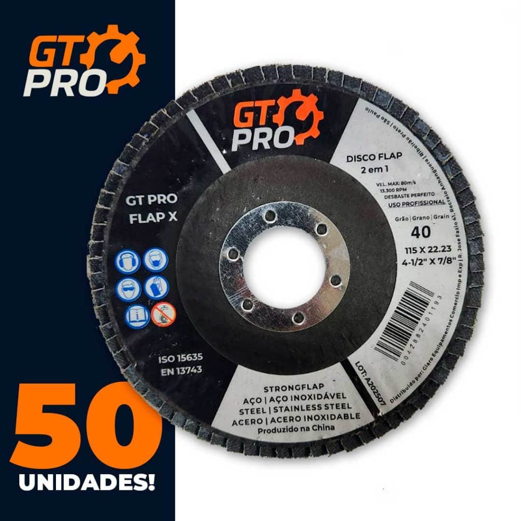 Disco FLAP 50 Unidades - Abrasivo de Zirconia p/ corte profissional - 40/115mm x 4.1/2""