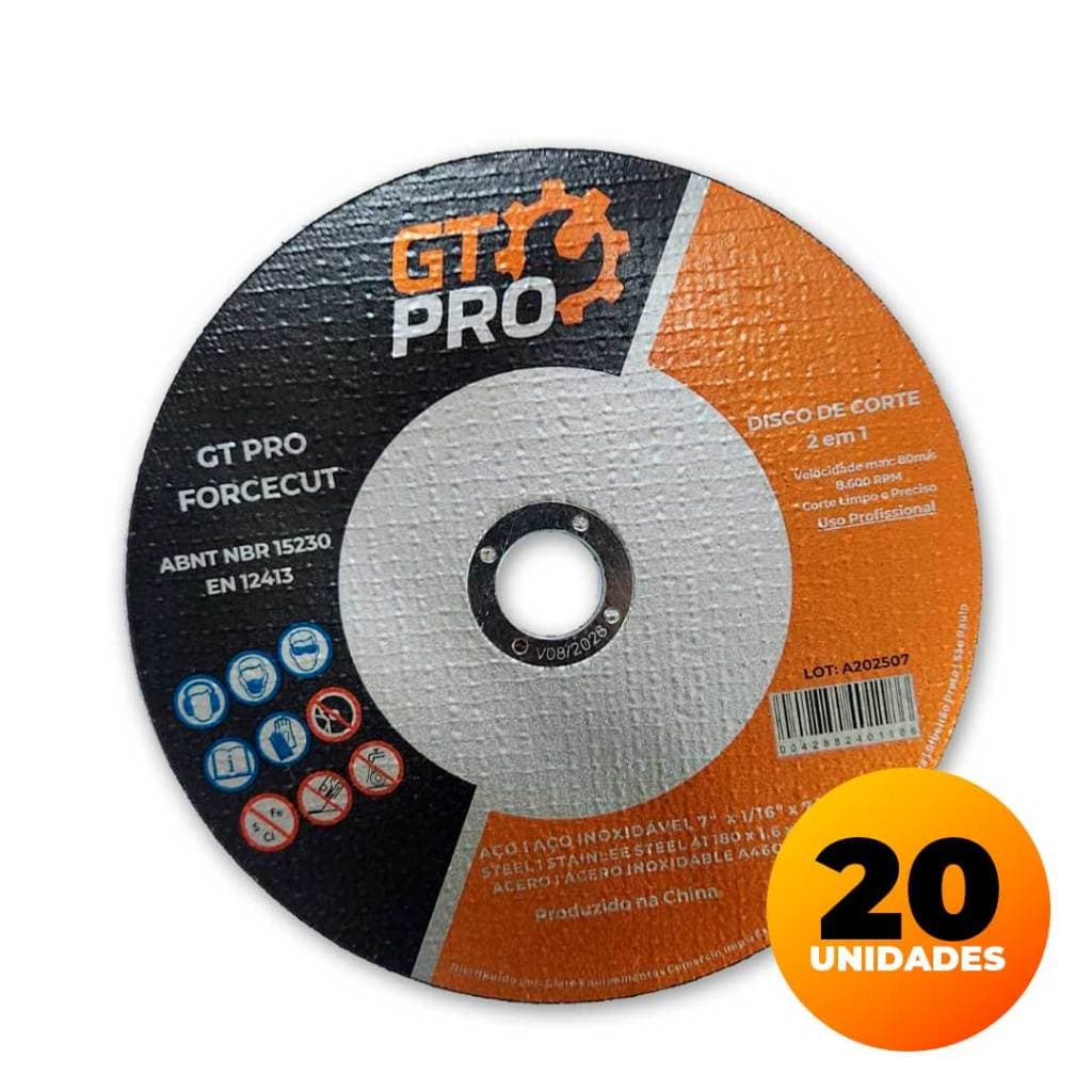 Disco Abrasivo de Cerâmica para Corte profissional  Tamanho Comercial 7" (180Øx1.6×22.2mm) ou (7" x 1/16" x 7/8") - 20UN