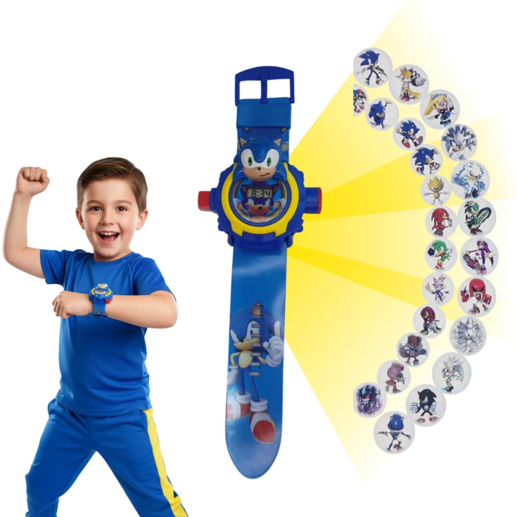 Relogio Infantil Digital Projetor Do Sonic 24 Imagens Meninos Masculino