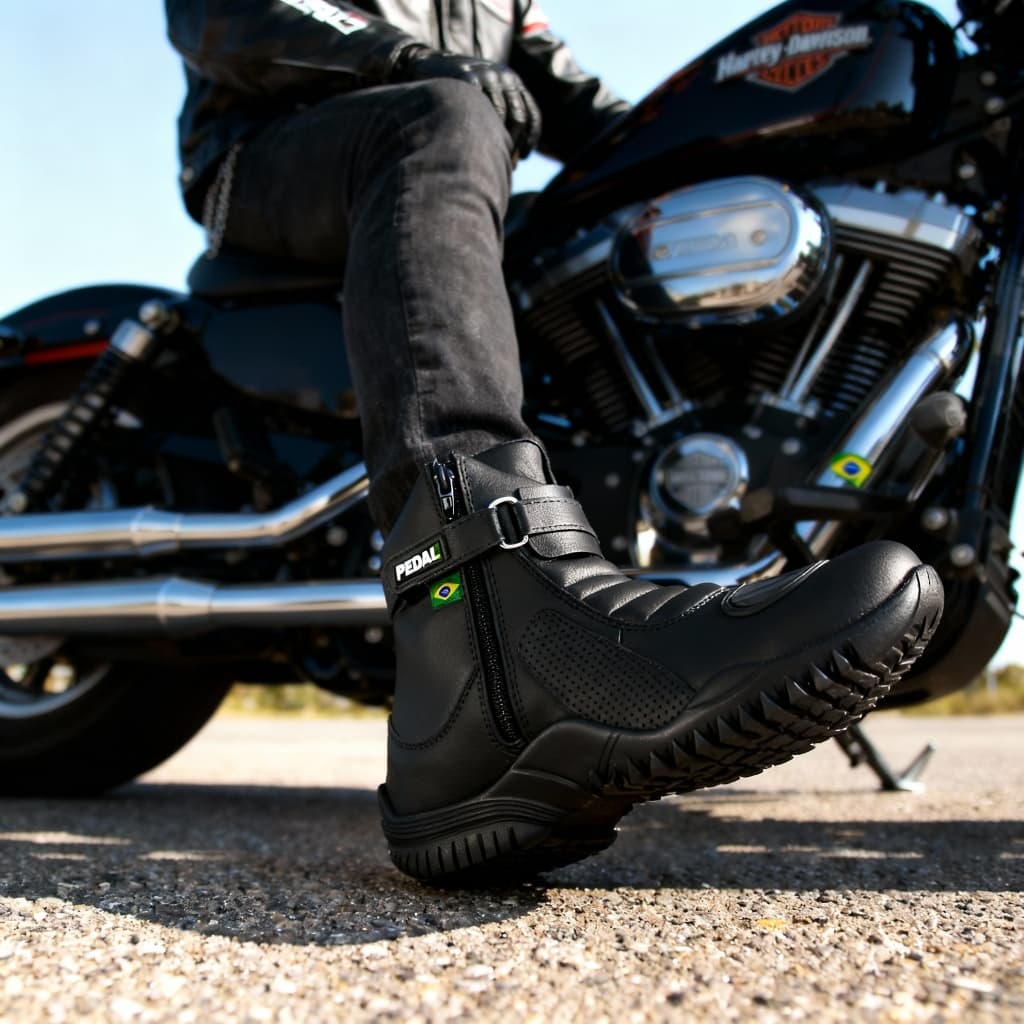 Tenis Motociclista Motoqueiro Motoboy Pedal2 Cuturno Bota Zíper Barata Promoção Oferta Relampago Moto