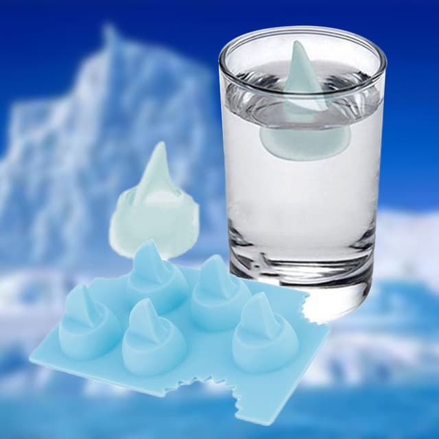 Forma de Gelo formato Barbatana de Tubarão em Silicone para Freezer, Moldes de gelo