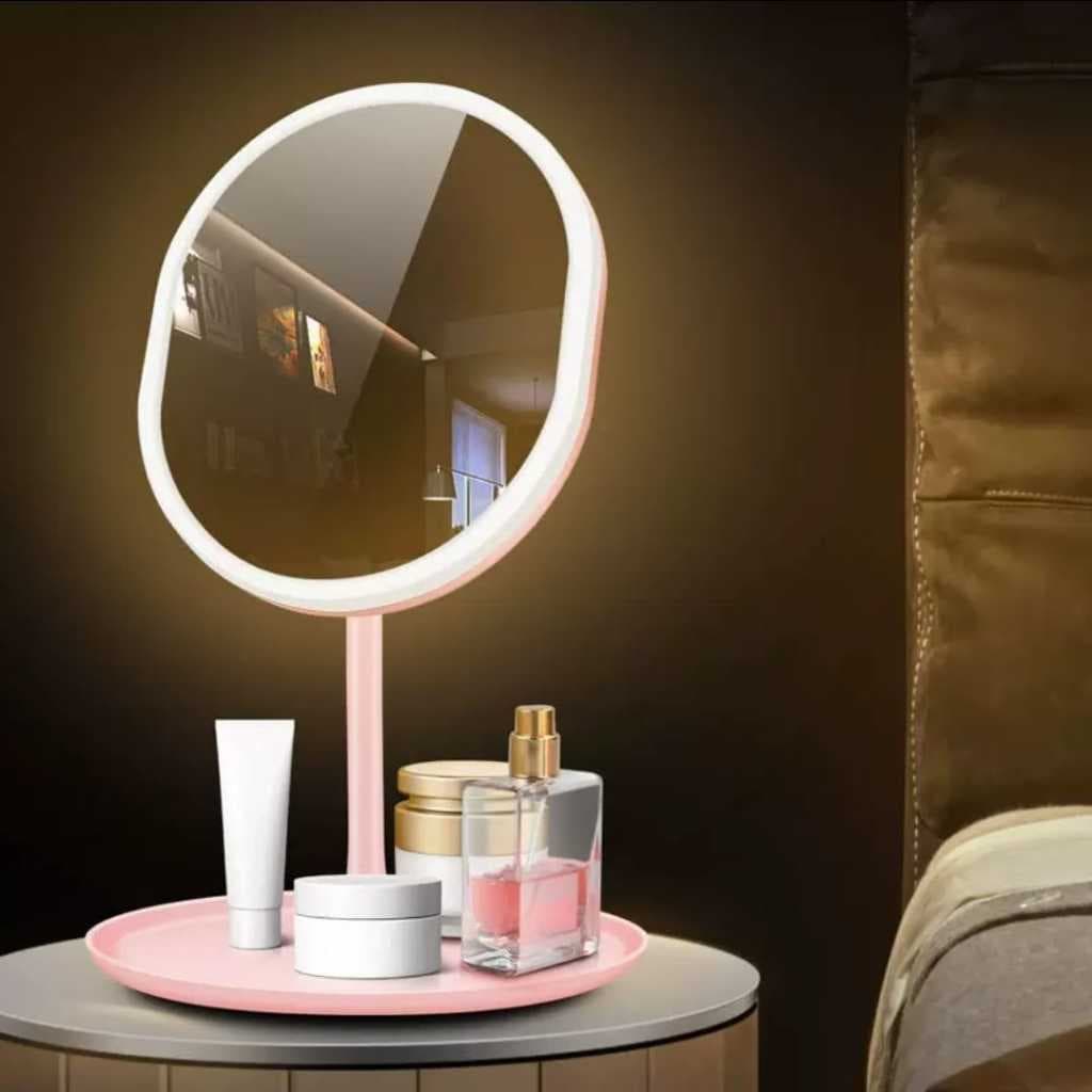 Espelho de mesa com iluminação LED, espelho para skin care, espelho para maquiagem.