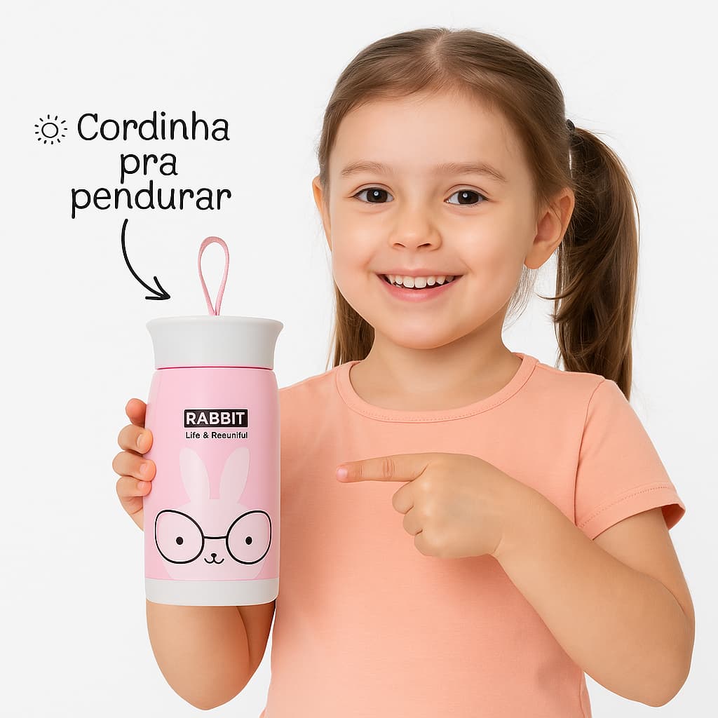 Squeeze infantil garrafa plástico 450ml, resistente com alça ,portátil para criança