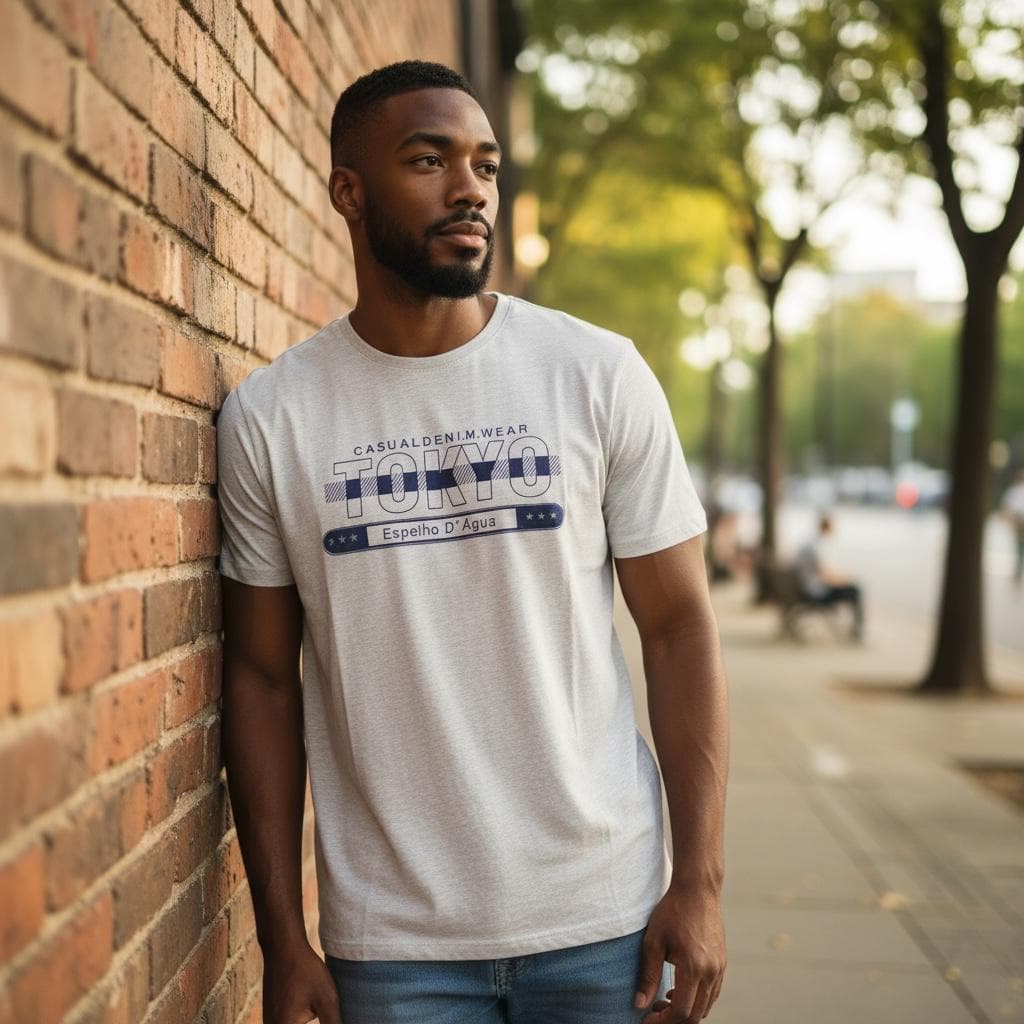 Camiseta Masculina Tokyo Casual Algodão Confortável Lazer Dia a Dia Várias Cores