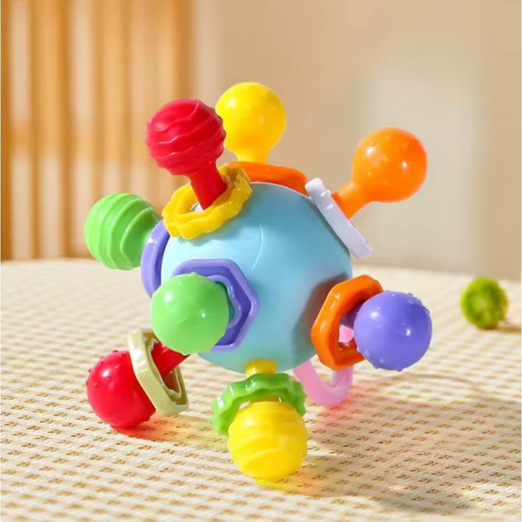 Brinquedo De Bebe Chocalho Bolinha Mordedor Bebê Baby Ball Massageador Sesnsorial