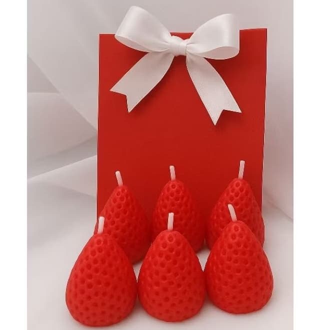 kit Vela aromática morango  REALISTA (brilha ao derreter ) vela decorativa, vela de aniversário