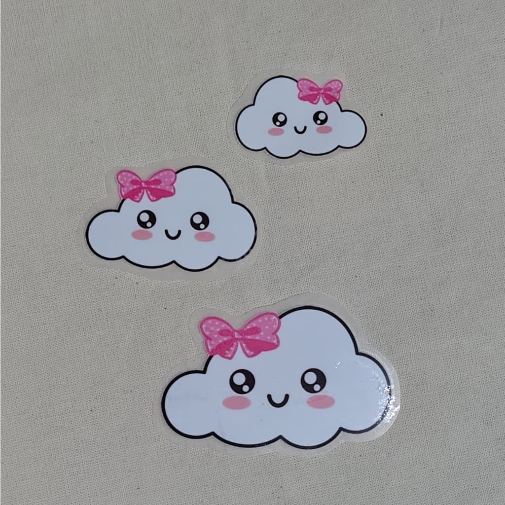 !! DTF Têxtil Trio de Nuvem Menino e Menina para personalização de tecido