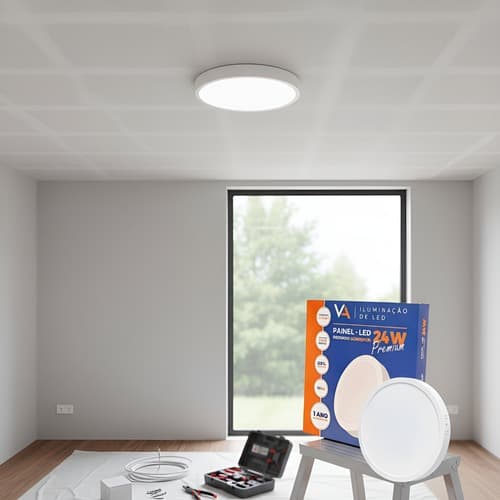 Painel Led Redondo Sobrepor 24w 6500k 100-240v 26,7cm
