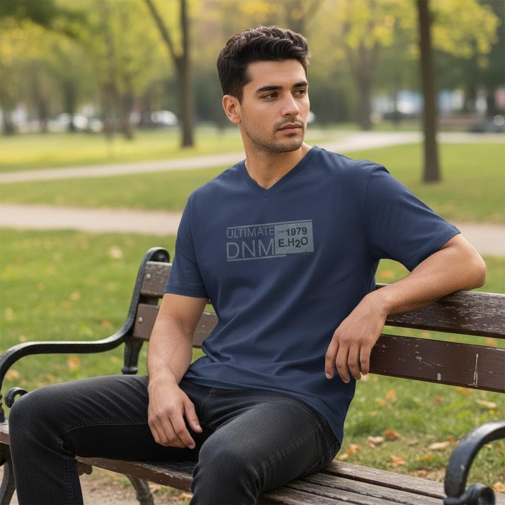 Camiseta Masculina Algodão Casual Gola V Estampada Moderna Para Passeio e Lazer