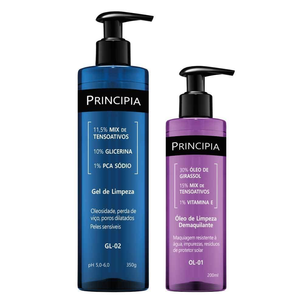 Principia Kit - Limpeza Profunda Todos os tipos de pele - Gel de limpeza GL-02 + Oleo de Limpeza OL-01