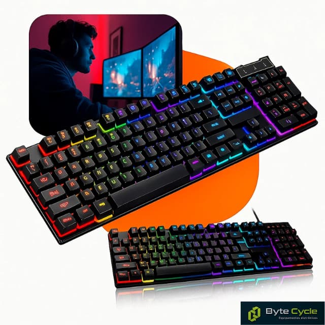 Teclado Gamer COM FIO Usb Maxxtro Semi-mecanico K709 Iluminação LED (função Rgbled)