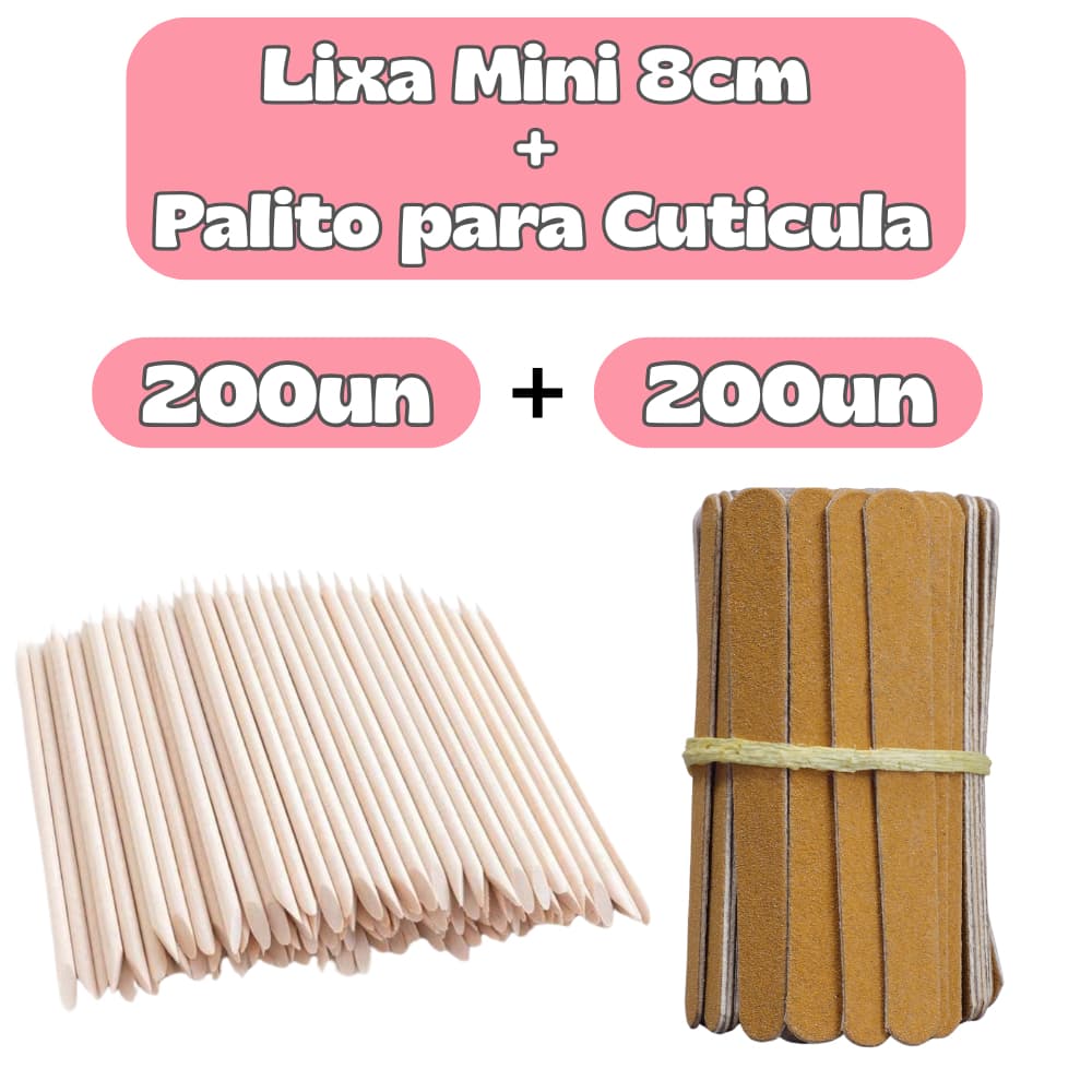 Mini Lixas PARDAS + PALITOS Cutícula Higiene Salão Nail Design