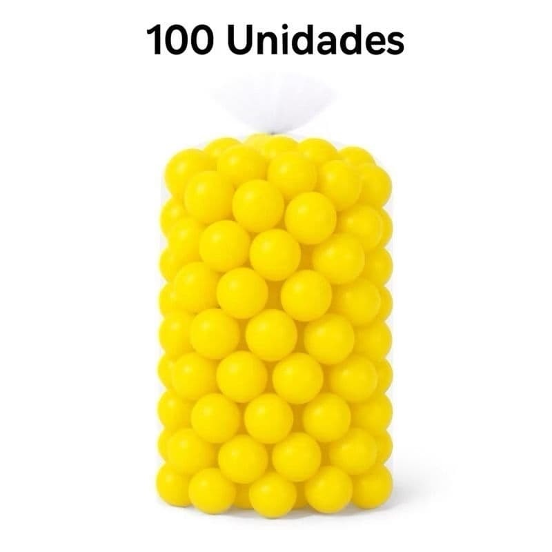 100 Unidades de Bolinha Plástica Amarela Piscina Promoção 100 - Não Amassam