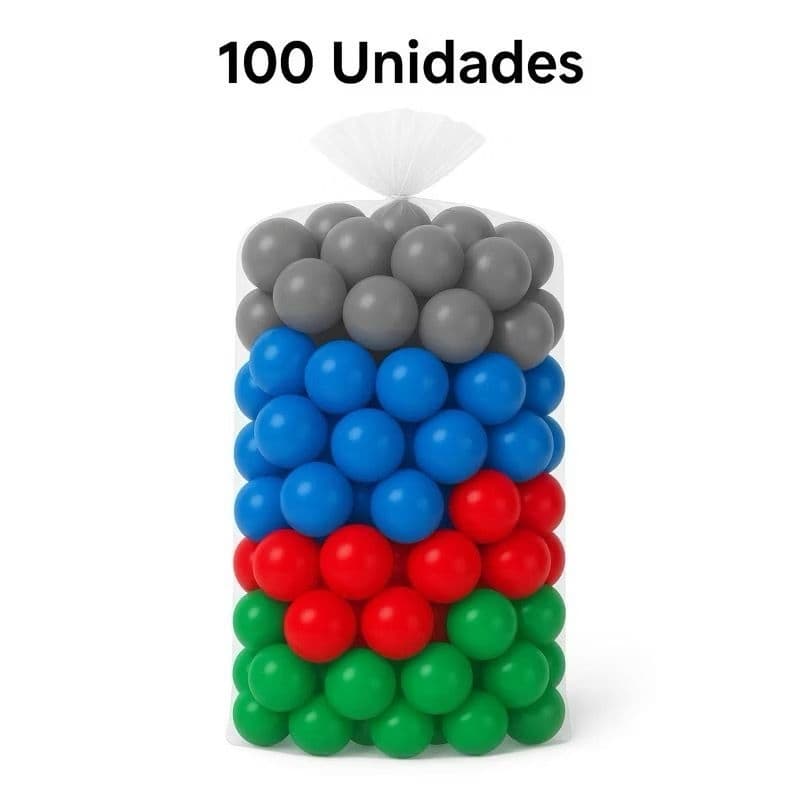 100 Unidades de Bolinha Plástica Colorida Piscina Promoção 15, 25, 50 e 100 - Não Amassam - Cinza