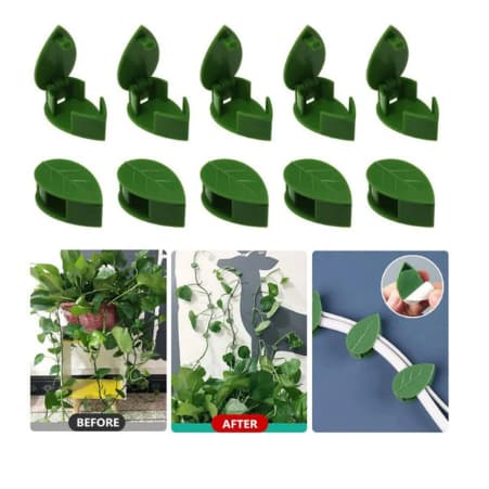 Kit com 10 Clipes de Fixação para Plantas Trepadeiras – Formato Folha